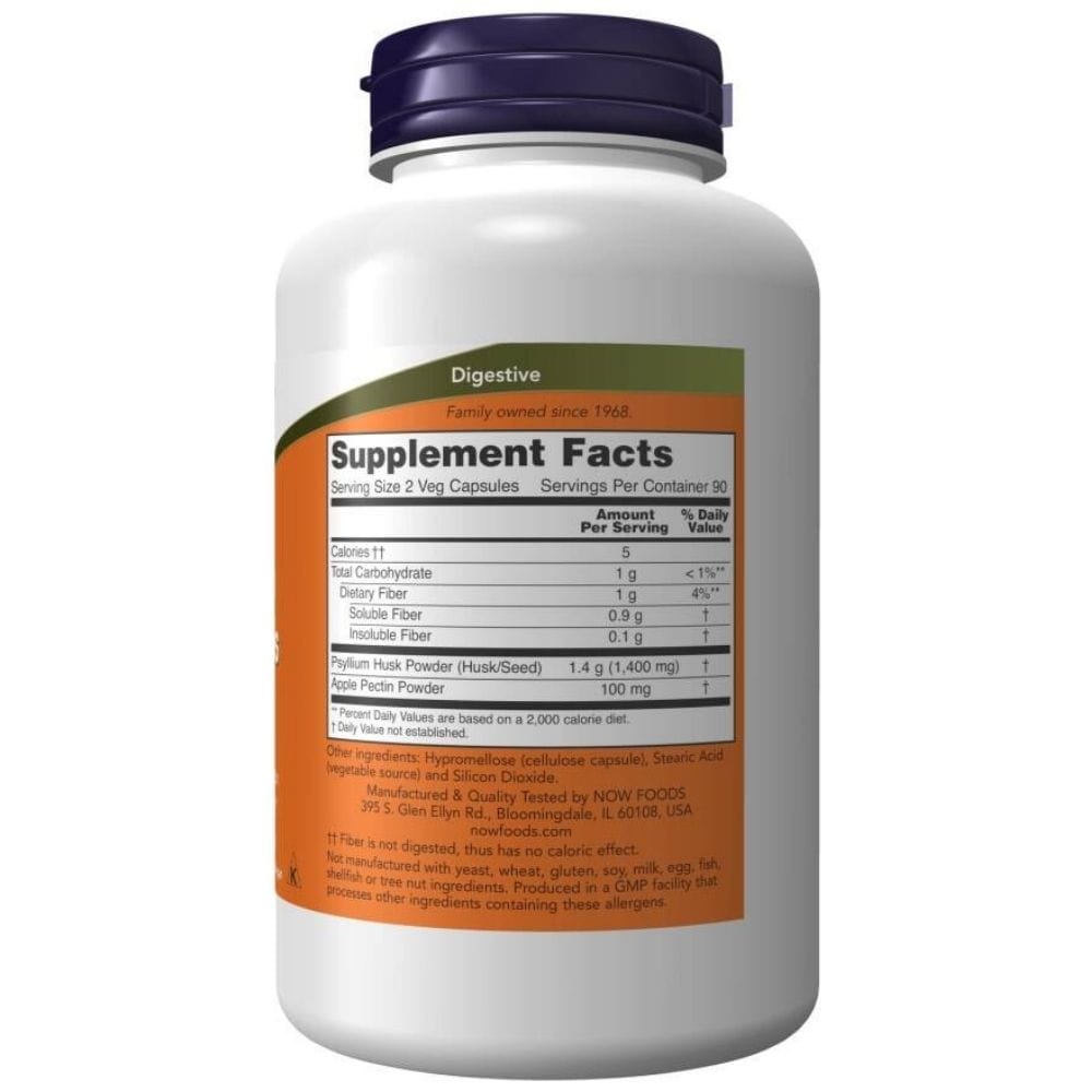Now Foods Psyllium Husk Caps with of Apple Pectin - 180 Veg Capsules