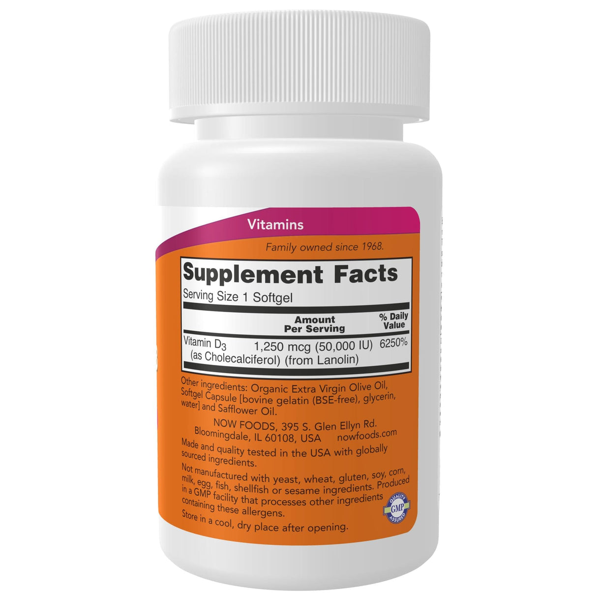 Now Foods Vitamin D3 50000 IU - 50 Softgels