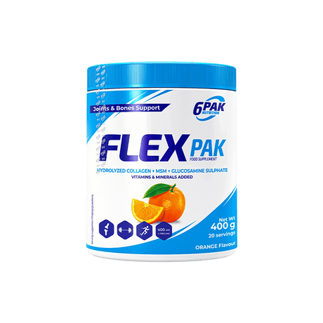 6PAK Flex Pak Collagen, MSM, Glucosamine, Orange - 400 g