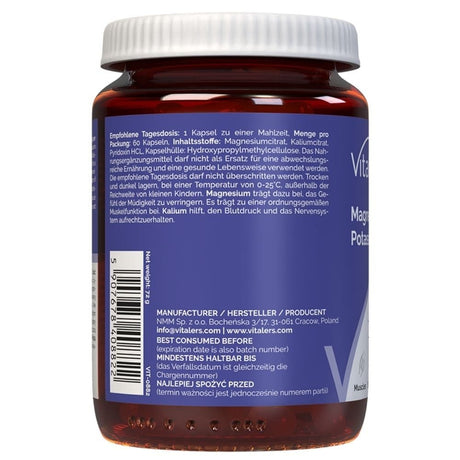 Vitaler's Magnesium 100 mg + Kalium 150 mg + Vitamin B6 6 mg - 60 Kapseln