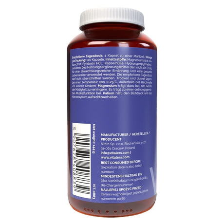 Vitaler Magnesium 100 mg + Kalium 150 mg + Vitamin B6 6 mg - 120 Kapseln
