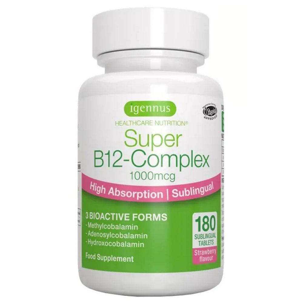 Igennus Super B-12 Complex 1000 mcg, Strawberry - 180 Tablets