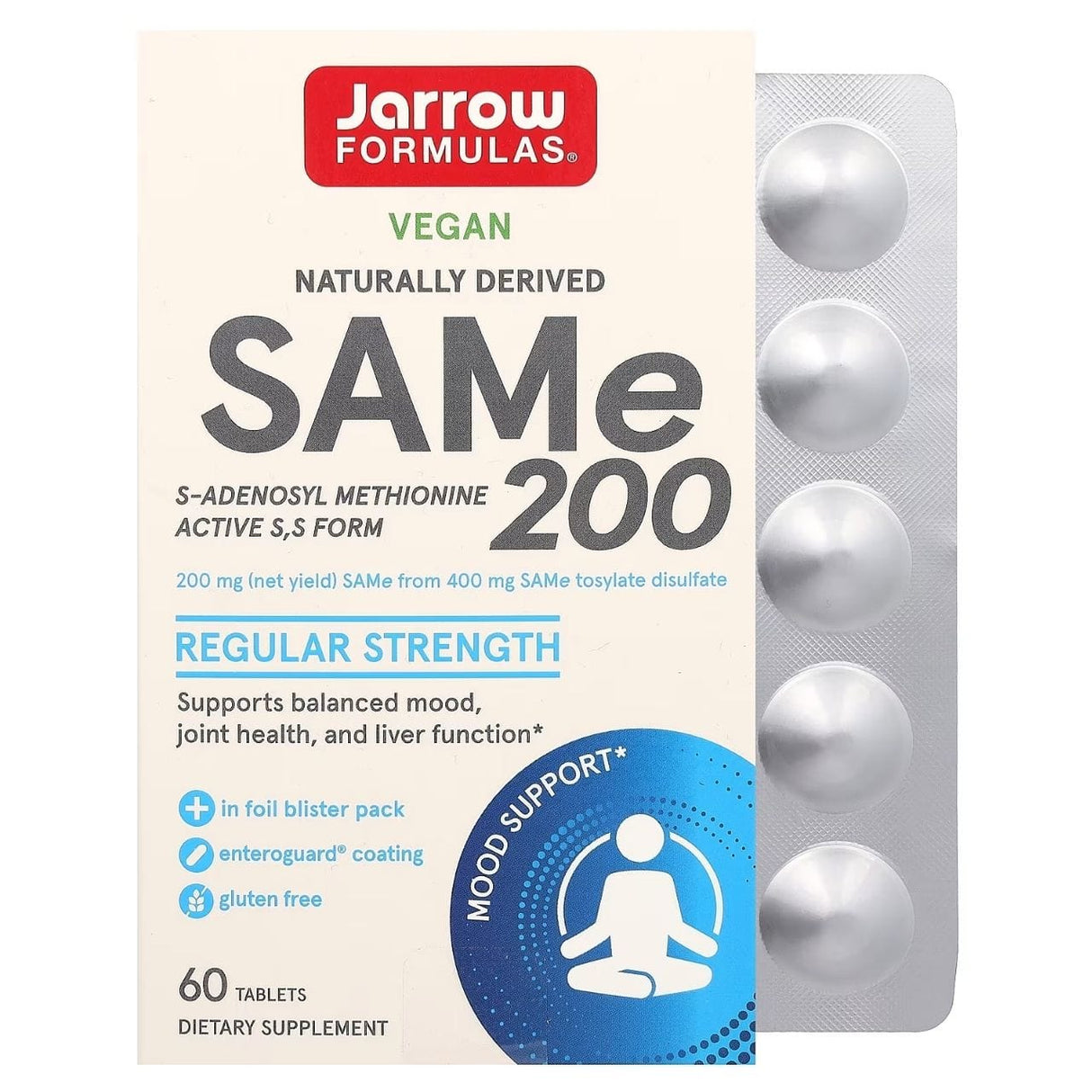 Jarrow Formulas SAMe 200 S-Adenosyl-Methionine - 60 Tablets