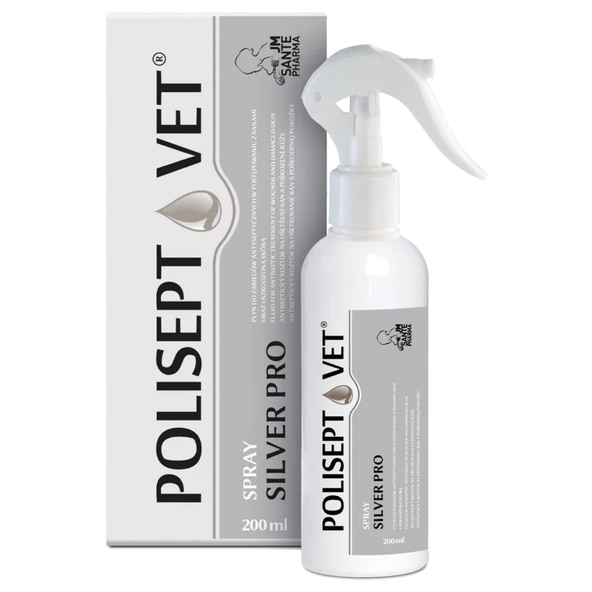 JM Sante Polisept Vet Spray Silver Pro for Wounds for Dogs and Cats - 200 ml