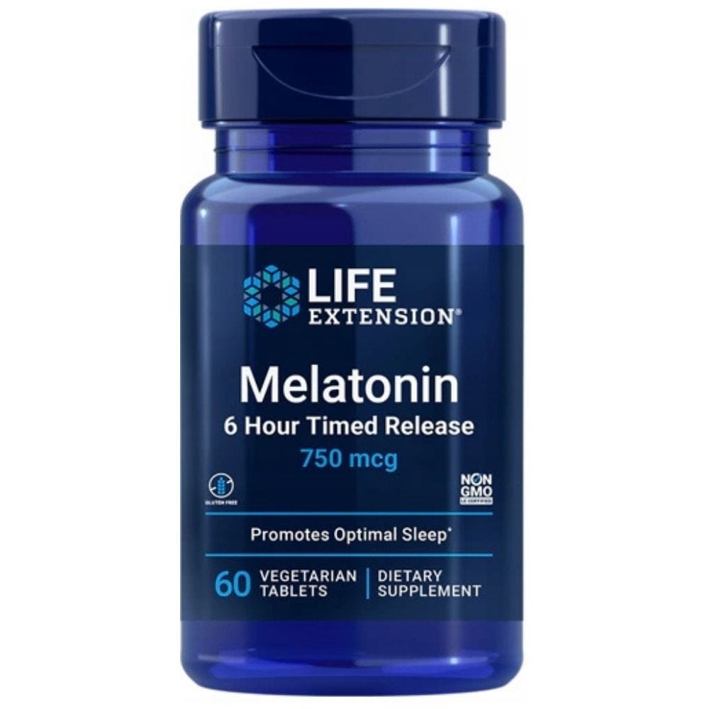 Life Extension Melatonin 6 Hour Timed Release 750 mcg - 60 Tablets