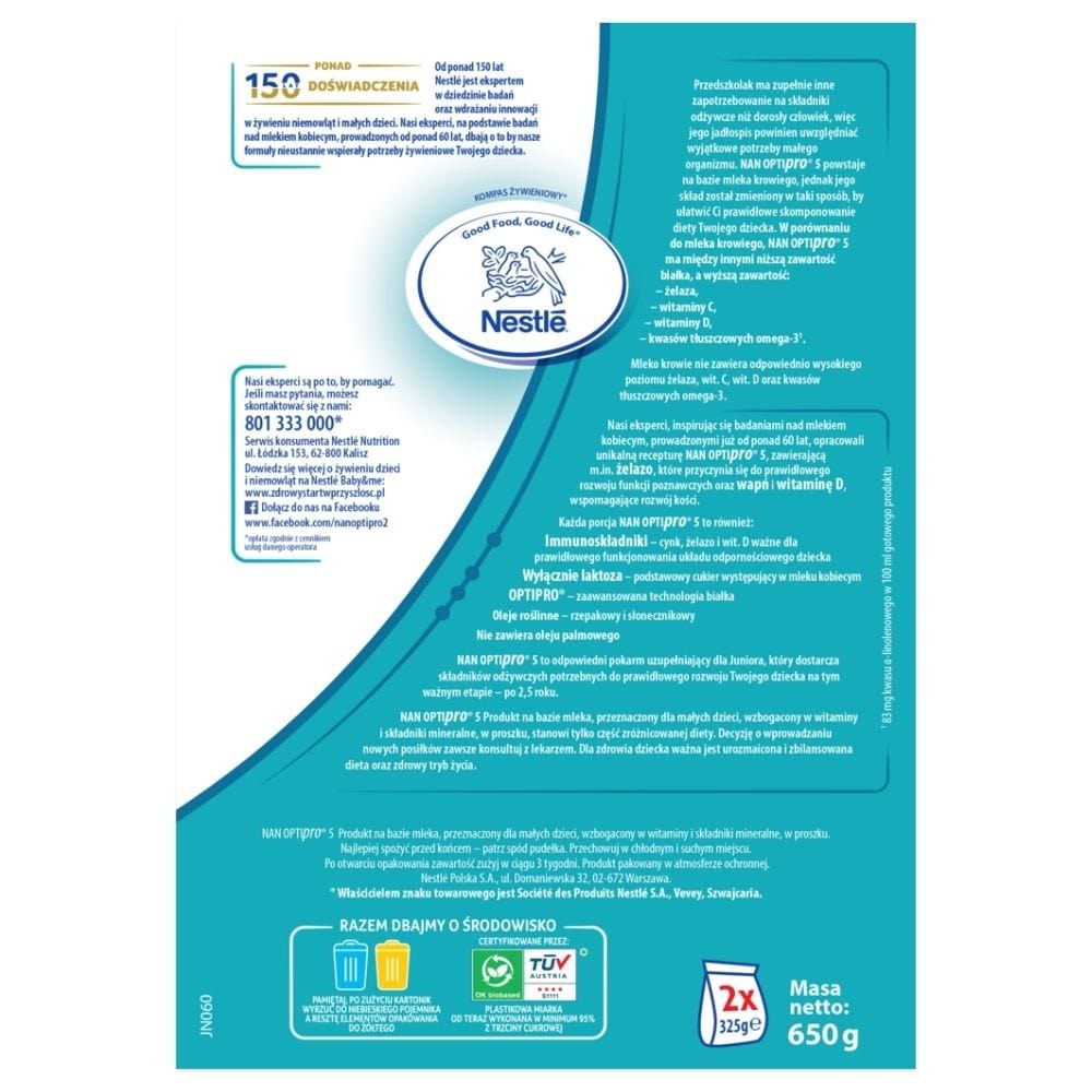 Nestle NAN OPTIpro 5, Milk-Based Product for Infants - 650 g