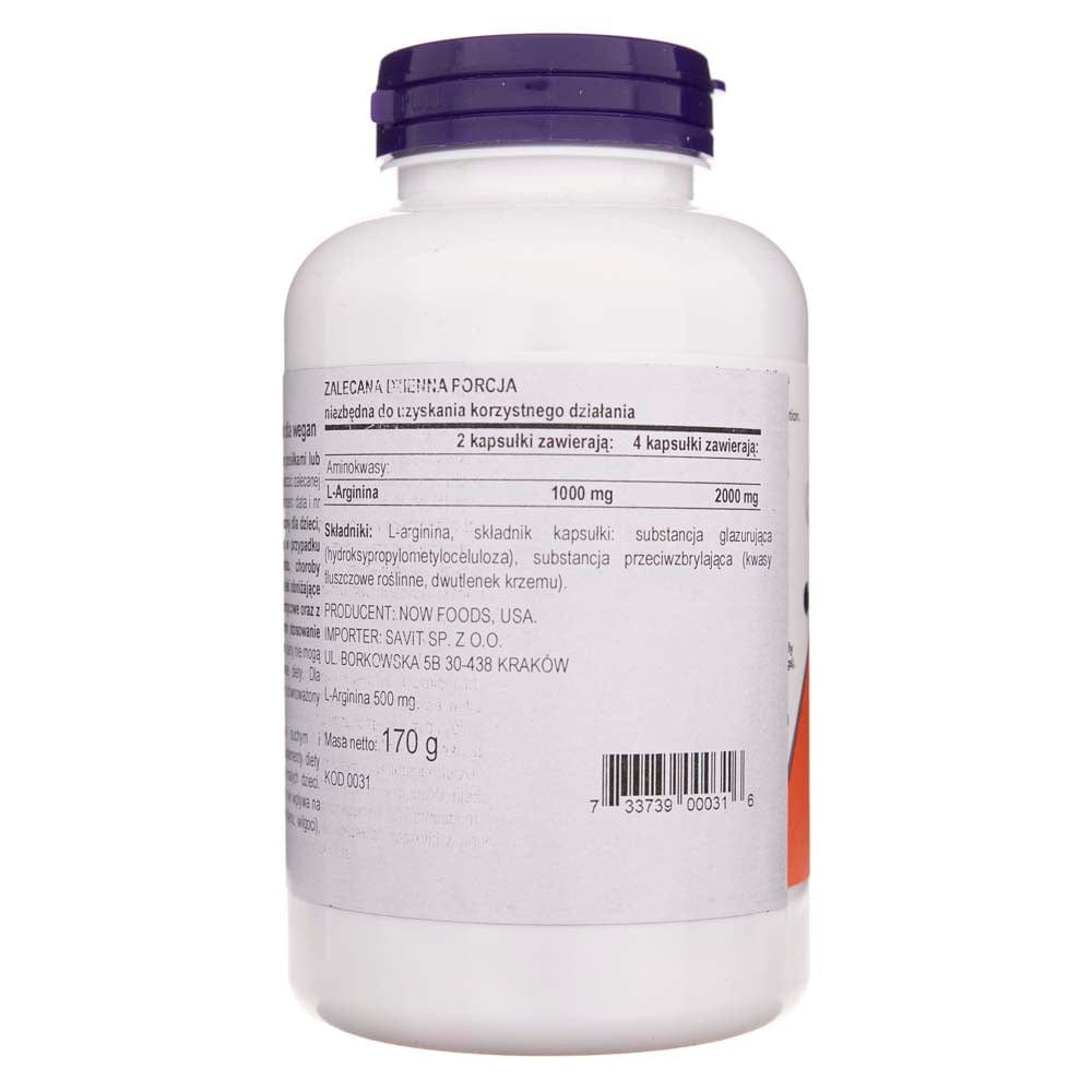 Now Foods L-Arginine 500 mg - 250 Veg Capsules