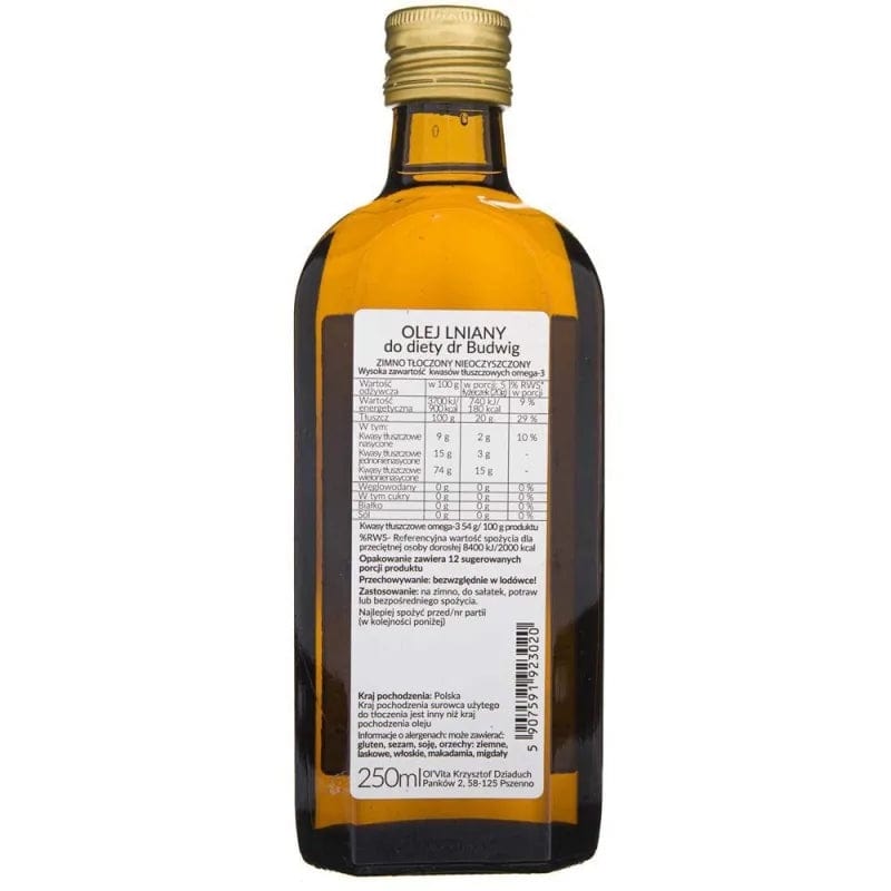 Olvita Cold-Pressed Linseed Oil for the Dr Budwig Diet Unpurified - 250 ml