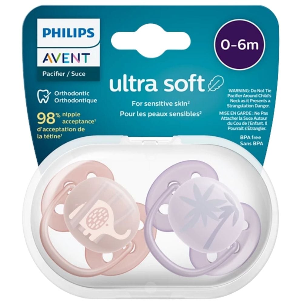 Philips Avent Ultra Soft Pacifier, 0-6 Months, Girl - 2 Pieces