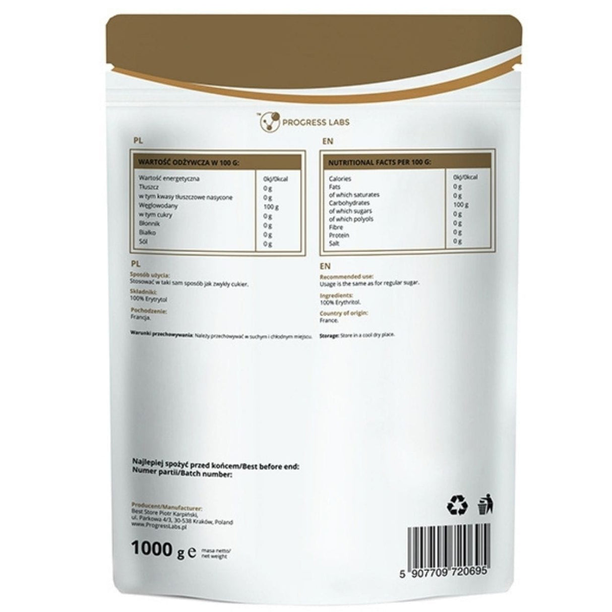 Progress Labs Erythritol - 1000 g