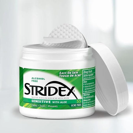 Stridex Gentle Cleansing Pads with Aloe Vera for Acne-Prone Skin - 55 Pieces