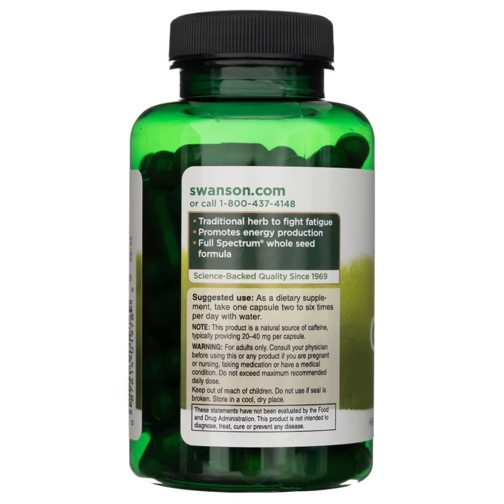 Swanson Guarana 500 mg - 100 Capsules