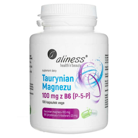 Aliness Magnesium Taurate 100 mg with B6 (P-5-P) - 100 Capsules