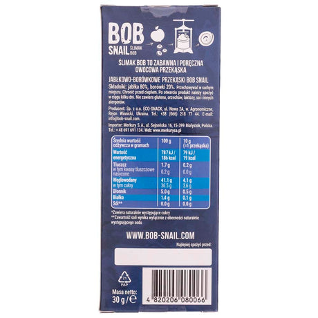 Bob Snail Apple & Blueberry Snack with No Added Sugar - 30 g