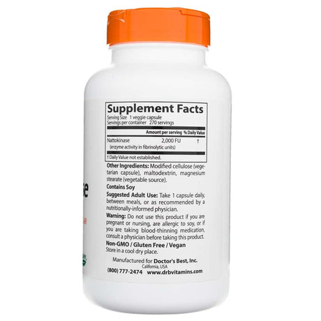 Doctor's Best Nattokinase 2,000 FUs  - 270 Veg Capsules